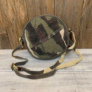 NWT Round Camo Upcycled Canvas Bag